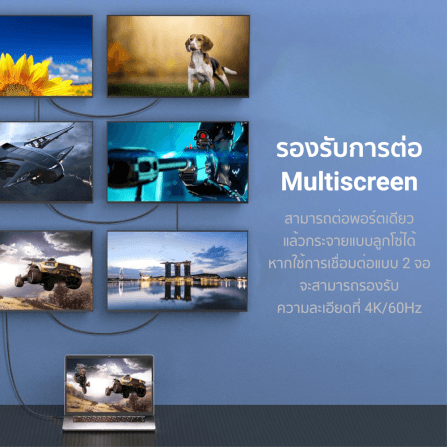 สายชาร์จไนลอนถัก ZTEC รุ่น ZC631 USB-C to USB-C 1 เมตร สีเทา (เชื่อมต่อภาพ 8K)_4